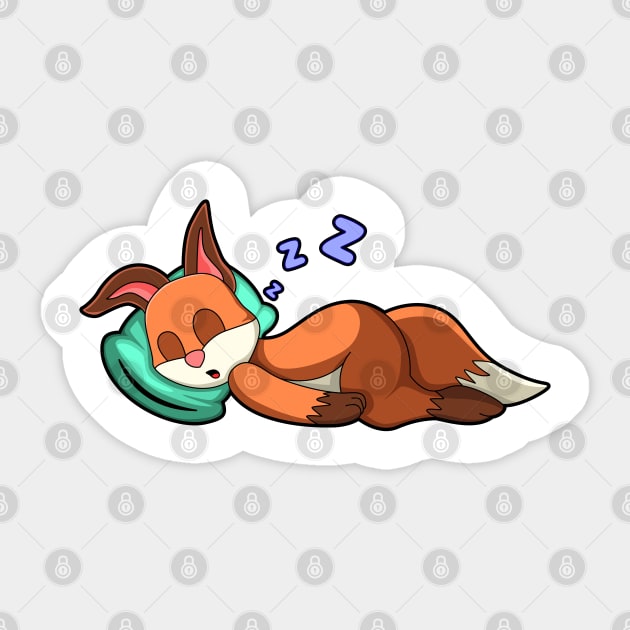 Fox at Sleeping with Pillow Sticker by Markus Schnabel